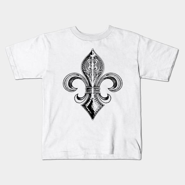 Fleur de lis Kids T-Shirt by StudioGrafiikka